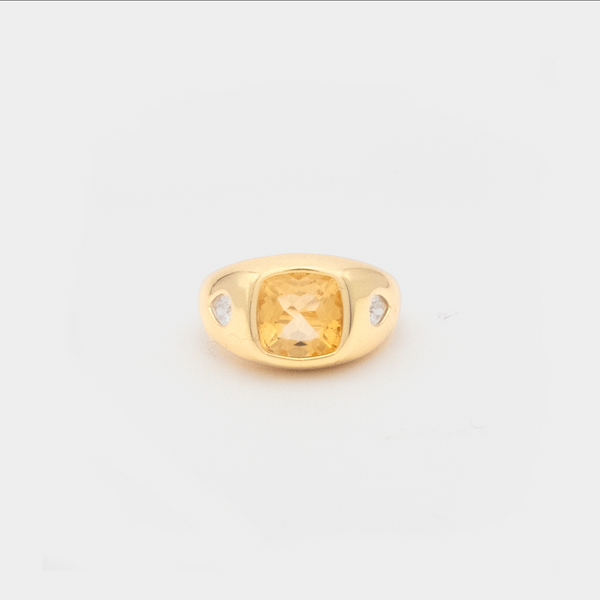 14k Gold Plated Giulia Pinky Ring with Citrine Gemstones – MOMA'S EYE
